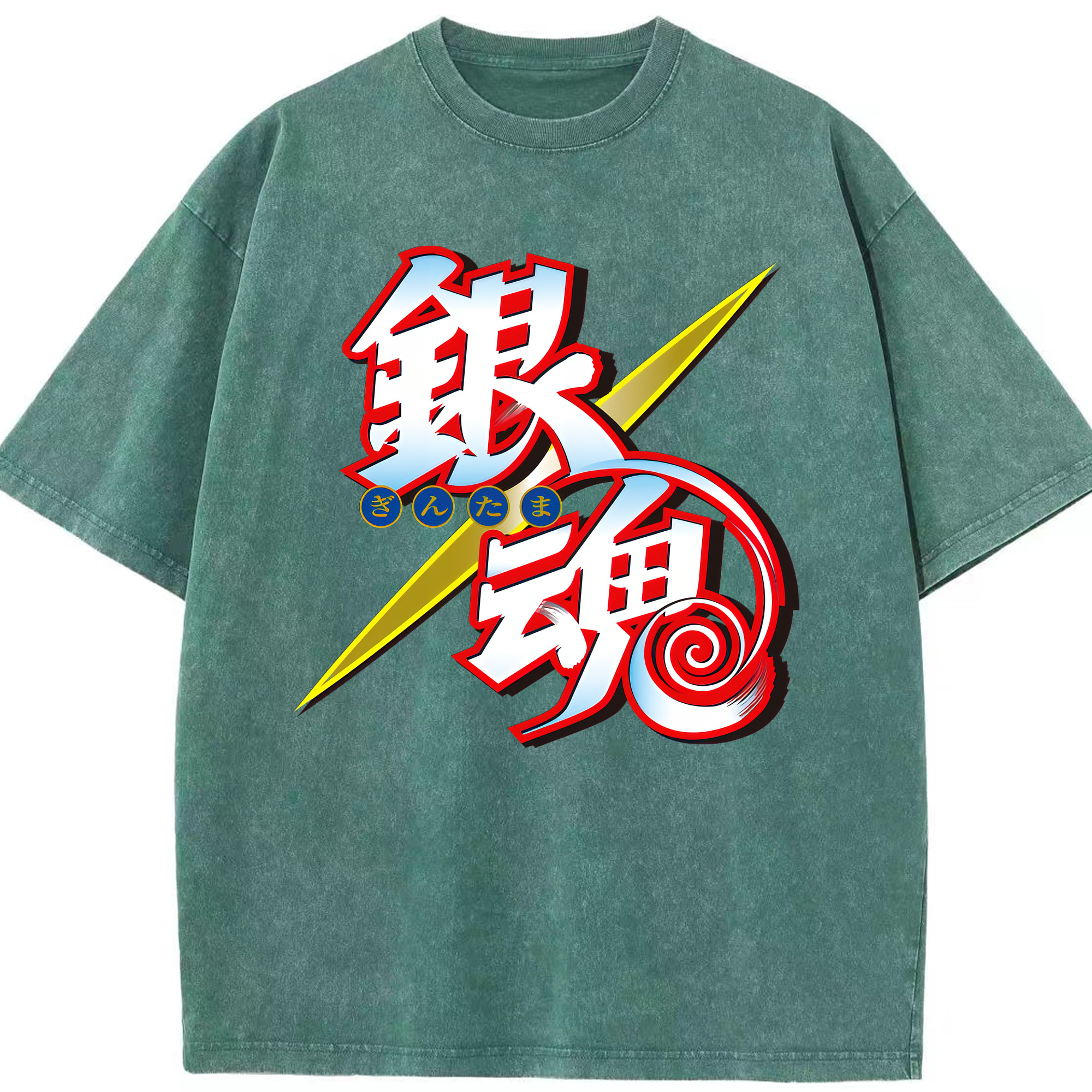 （画像用） ぎんたま 坂田銀時（さかたぎんとき） 神楽 志村新八（しむら しんぱち） GINTAMA Sakata Gintoki Kagura Shimura Shinpachi 綿100% ヴィンテージ風 半袖Tシャツ（フロントプリント）